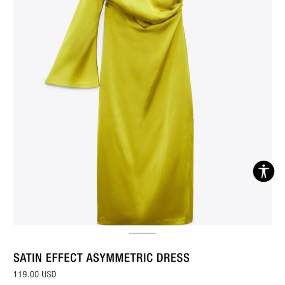Zara SATIN EFFECT ASYMMETRIC DRESS - Picture 6 of 7